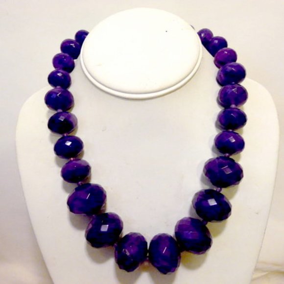 R. J. Graziano Amethyst Color Stone Necklace Size 16-1/2 Inch - Picture 6 of 8